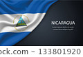 Nicaragua national flag with smooth fabric texture background 133801920