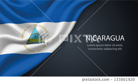 Nicaragua national flag with smooth fabric texture background 133801920