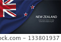 New Zealand national flag with smooth fabric texture background 133801937