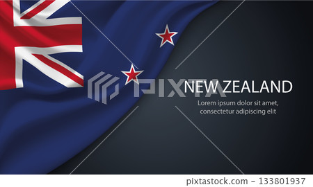 New Zealand national flag with smooth fabric texture background New Zealand national flag with smooth fabric texture background 133801937