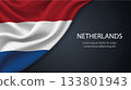 Netherlands national flag with smooth fabric texture background 133801943