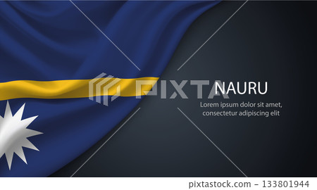 Nauru national flag with smooth fabric texture background Nauru national flag with smooth fabric texture background 133801944