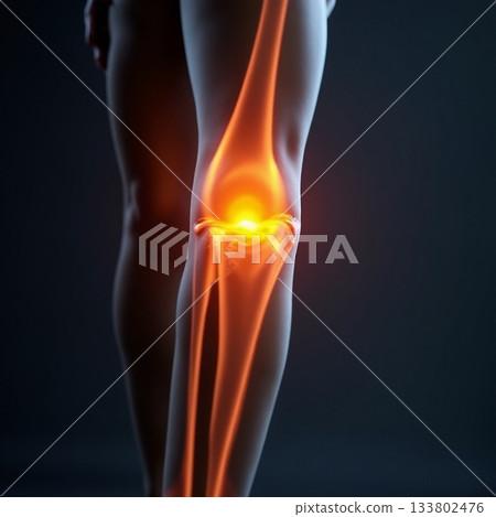 Intricate view of a glowing knee joint in motion Generative AI 133802476
