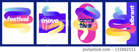 Simple and Minimalist Poster Set with Colorful Curved Lines. For Posters, Cards, Brochures, Backgrounds, Wallpapers and Event Flyers Simple and Minimalist Poster Set with Colorful Curved Lines. For Posters, Cards, Brochures, Backgrounds, Wallpapers and Event Flyers 133802511
