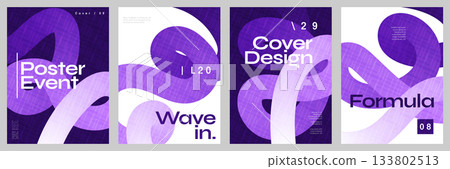 Abstract and Minimalist Poster Set with Bold Curved Purple Lines. For Posters, Cards, Brochures, Backgrounds, Wallpapers and Event Flyers Abstract and Minimalist Poster Set with Bold Curved Purple Lines. For Posters, Cards, Brochures, Backgrounds, Wallpapers and Event Flyers 133802513