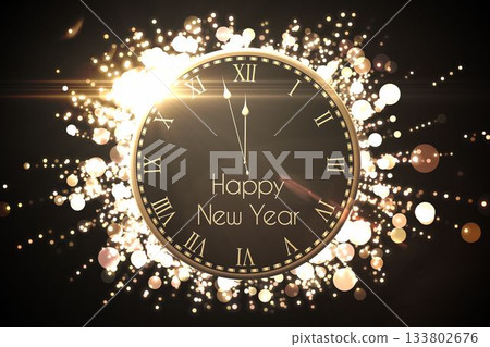 Black and gold new year message Black and gold new year message 133802676