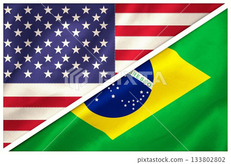 Flags of Brazil and America 133802802