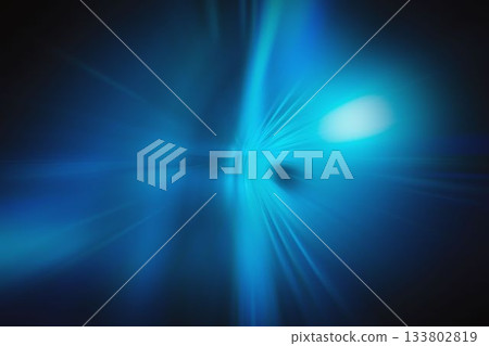 Abstract burst of blue and cyan light rays is radiating from glowing core in flat design 133802819