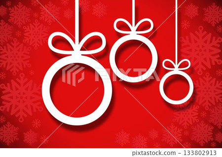 Hanging christmas decorations on red 133802913