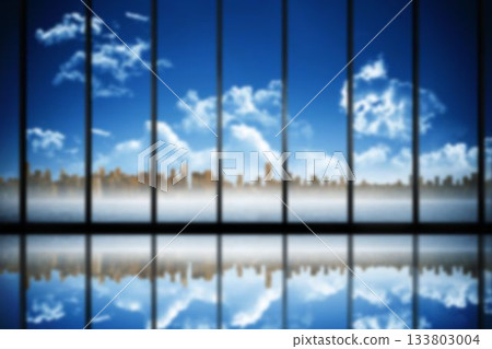 Digital composite image of city against blue sky 133803004