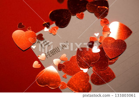 Digital image of hearts on paper 133803061