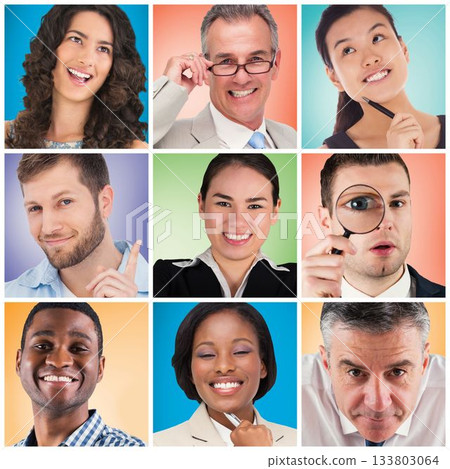 People collage portrait 3x3 133803064