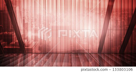 City seen through red pattern window City seen through red pattern window 133803106