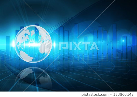 Global business graphic in blue 133803142