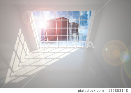 Server tower seen through window Server tower seen through window 133803148