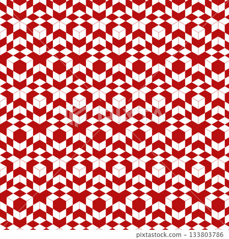 連續立方體的光學錯覺。背景素材。兼容色板。光學錯覺。 3D。紅色。 133803786