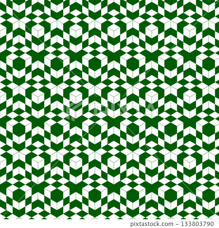 連續立方體的光學錯覺。背景素材。兼容色板。光學錯覺。 3D。綠色。 133803790
