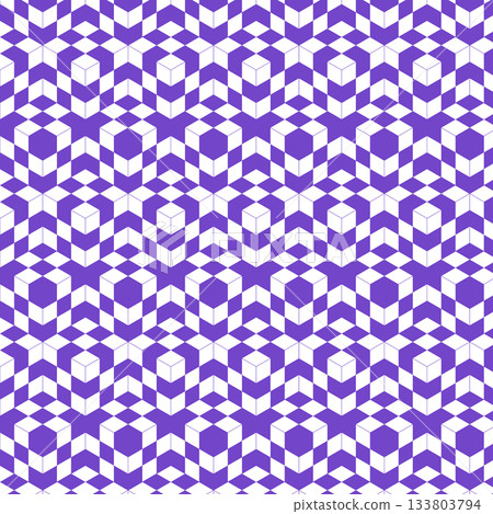 Optical illusion of continuous cubes. Background material. Swatch compatible. Optical illusion. 3D. Purple. 133803794