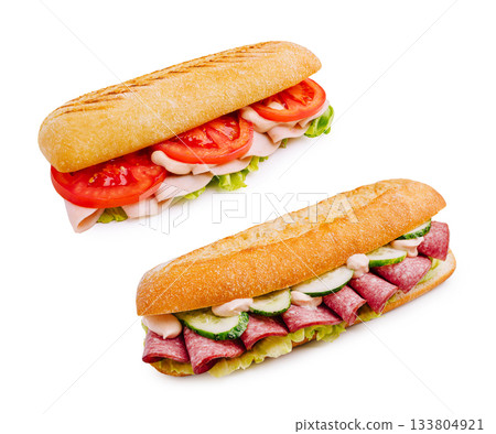 Delicious sandwiches with fresh ingredients and flavorful toppings Delicious sandwiches with fresh ingredients and flavorful toppings 133804921