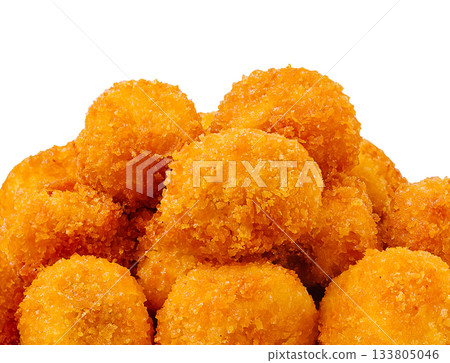 Crispy golden cheese balls served as a delicious snack at a party Crispy golden cheese balls served as a delicious snack at a party 133805046