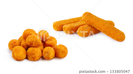 Crispy golden snacks ready for sharing at a casual gathering 133805047