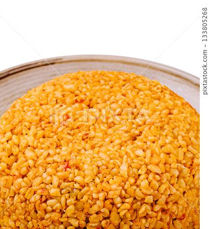 Delicious yellow rice served in a bowl with spices and flavor Delicious yellow rice served in a bowl with spices and flavor 133805268
