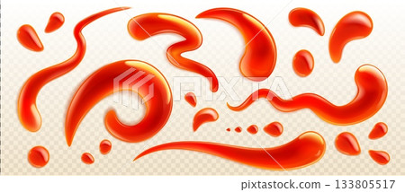Ketchup splash with realistic red drops Ketchup splash with realistic red drops 133805517