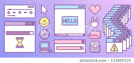 Y2k retro pixel game interface Y2k retro pixel game interface 133805520