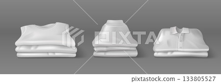 Clean white clothing stacks in realistic 3D Clean white clothing stacks in realistic 3D 133805527