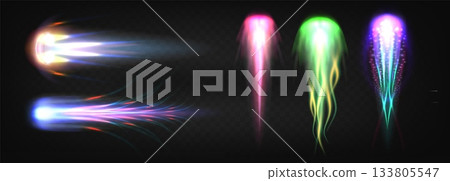 Space rocket fire trails set 133805547