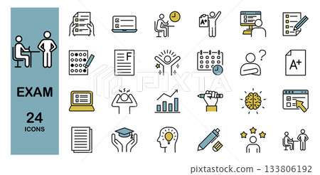 Exam icon set color 133806192