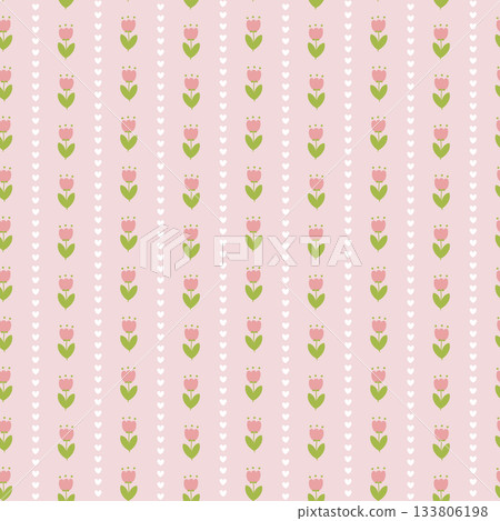 seamless minimal flower repeat pattern background, flat jpg illustration graphic design 133806198