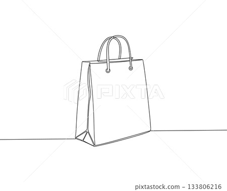 Shopping Bag Vector. One Line Retail Packaging Illustration Vector 133806216