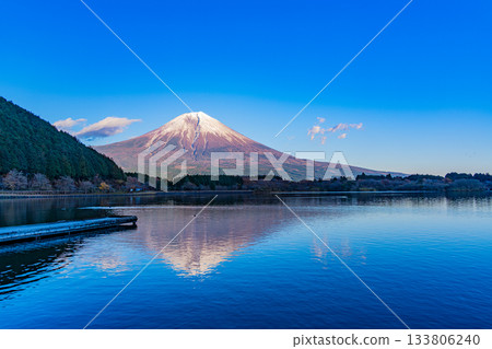 [Shizuoka Prefecture] Mt. Fuji seen from Lake Tanuki at dusk in autumn 133806240