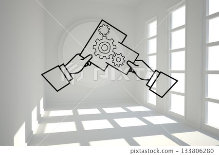 Cogs graphic in bright room Cogs graphic in bright room 133806280