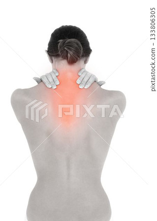 Woman experiencing shoulder pain 133806305