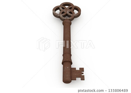 Digitally generated rusty old key 133806489