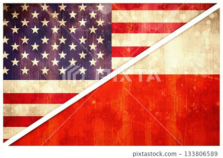 Poland and American flags Poland and American flags 133806589
