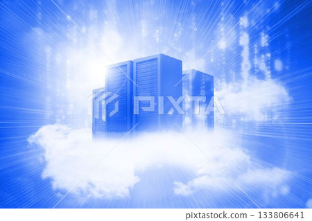 Digitally generated cityscape on cloud Digitally generated cityscape on cloud 133806641