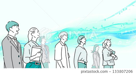 Startup image illustration - Business person - Men and women dreaming of a bright future - White background illustration material Startup image illustration - Business person - Men and women dreaming of a bright future - White background illustration material 133807206