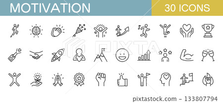 Motivation and motivation icon set 133807794