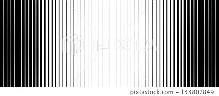 Horizontal gradient transition lattice line pattern. Stripe fade black background. Monochromatic halftone graphic backdrop 133807849
