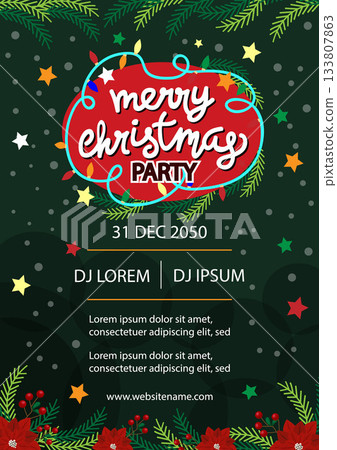 green christmas party template poster flyer green christmas party template poster flyer 133807863