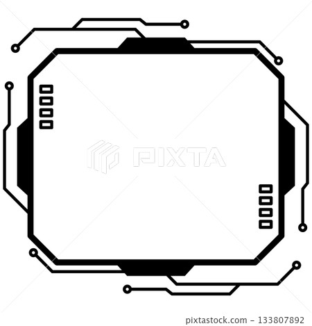 賽博朋克電子電路框架，黑色 133807892