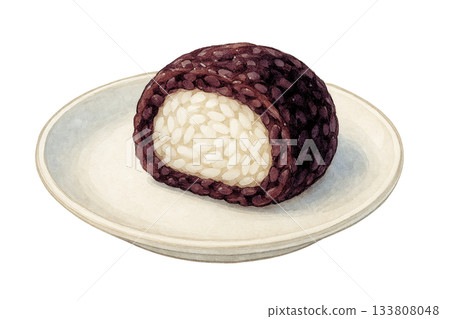 豆沙萩的橫切面圖（水彩，透明背景） 133808048