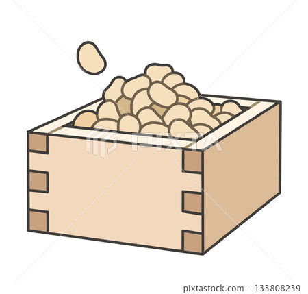 Illustration of beans in a masu (diagonal view from above) 133808239