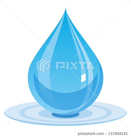 A simple vector illustration of ripples on the water surface and falling water droplets 133808281