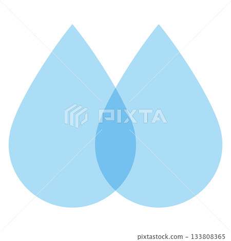 一幅簡單的向量插圖，描繪了多滴水珠，呈現出光澤透明的效果。 133808365