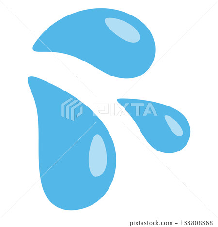 一幅簡單的向量插圖，描繪了多滴水珠，呈現出光澤透明的效果。 133808368
