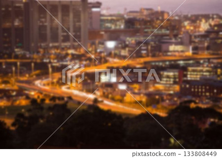 Blurry view of cityscape at night Blurry view of cityscape at night 133808449